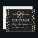 Gold Save the Date 21st Birthday Confetti Black<br><div class="desc">Het elegante "21st Birthday Party"-ontwerp met Gold Faux Glitter Confetti Black en aangepaste naam en tekst met details. Eenvoudig te gebruiken en eenvoudig aan te passen. Bestel vandaag nog!</div>