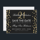 Gold Save the Date 21st Birthday Confetti Black<br><div class="desc">Het elegante "21st Birthday Party"-ontwerp met Gold Faux Glitter Confetti Black en aangepaste naam en tekst met details. Eenvoudig te gebruiken en eenvoudig aan te passen. Bestel vandaag nog!</div>