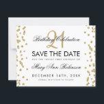 Gold Save the Date 21st Birthday Confetti White<br><div class="desc">Elegant "21st Birthday Party"-ontwerp met Gold Faux Glitter Confetti White en aangepaste naam en tekst met details. Eenvoudig te gebruiken en eenvoudig aan te passen. Bestel vandaag nog!</div>