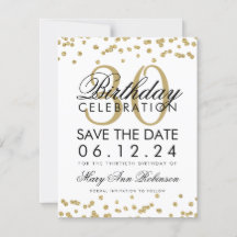 Gold Save the Date 30th Birthday Confetti