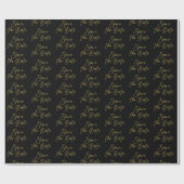 Gold Save-the-Date Calligraphy Pattern op Black Cadeaupapier (Vlak)