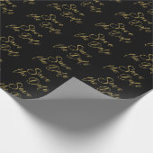 Gold Save-the-Date Calligraphy Pattern op Black Cadeaupapier (Hoek)