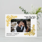 Gold Save the Date Folie Uitnodiging (Staand Voorkant)