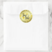 Gold Save the Date Love Glitter Wedding Ronde Sticker (Tas)
