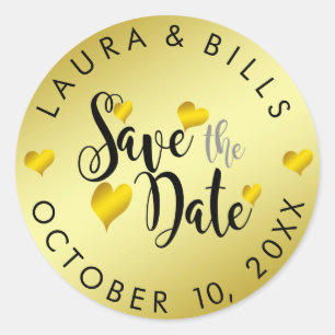 Gold Save the Date Love Glitter Wedding Ronde Sticker