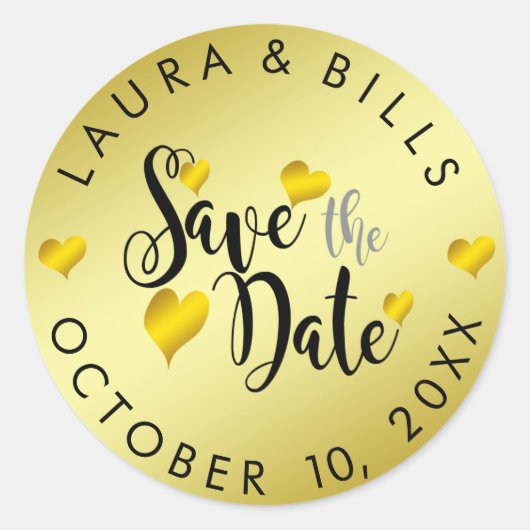 Gold Save the Date Love Glitter Wedding Ronde Sticker (Voorkant)