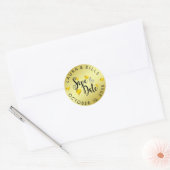Gold Save the Date Love Glitter Wedding Ronde Sticker (Envelop)