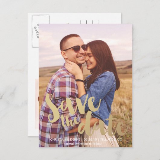 GOLD SAVE THE DATE // Save the Date Aankondiging (Voorkant / Achterkant)