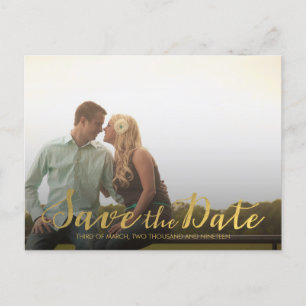 Gold Save the Date Typography Notice Aankondigingskaart