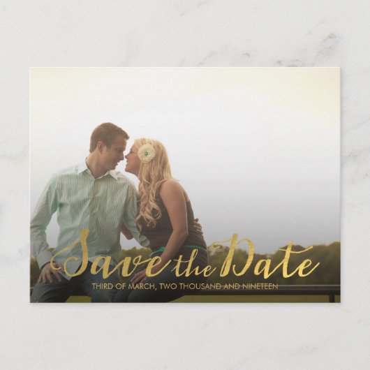 Gold Save the Date Typography Notice Aankondigingskaart (Voorkant)