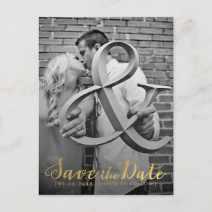 Gold Save the Date Typography Notice Aankondigingskaart