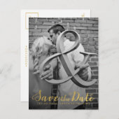 Gold Save the Date Typography Notice Aankondigingskaart (Voorkant / Achterkant)