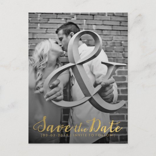 Gold Save the Date Typography Notice Aankondigingskaart (Voorkant)