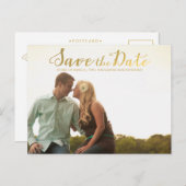 Gold Save the Date Typography Notice Aankondigingskaart (Voorkant / Achterkant)