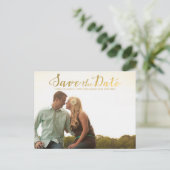 Gold Save the Date Typography Notice Aankondigingskaart (Staand voorkant)