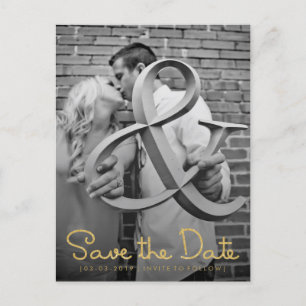 Gold Save the Date Typography Notice Aankondigingskaart