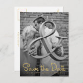 Gold Save the Date Typography Notice Aankondigingskaart (Voorkant / Achterkant)
