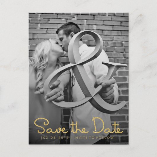 Gold Save the Date Typography Notice Aankondigingskaart (Voorkant)