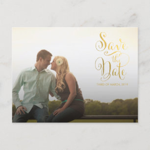 Gold Save the Date Typography Notice Briefkaart