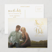 Gold Save the Date Typography Notice Briefkaart (Voorkant / Achterkant)