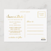 Gold Save the Date Typography Notice Briefkaart (Achterkant)