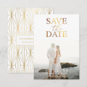 Gold Save the Date Wedding Announding Kaart (Voorkant / Achterkant)