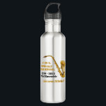 Gold Saxophone Player Personalized Band Waterfles<br><div class="desc">This modern custom gold high school marching band water bottle features the student and band name under the saxophone instrument. Customize for symphonic,  wind ensemble,  or concert band members or their director for a great graduation keepsake gift.</div>