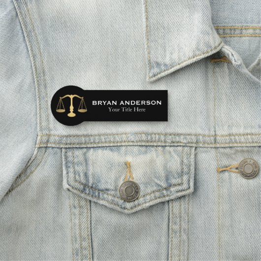 Gold Scale of Justice Name Tag (In situ)