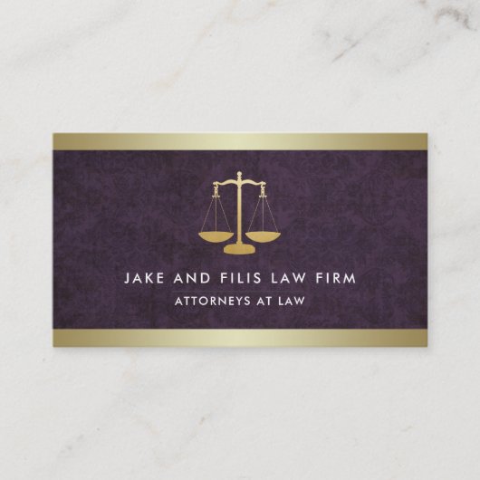 Gold Scales Attorney Law Firma Damask | Goud Visitekaartje (Voorkant)