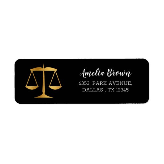 Gold Scales Law Afstuderen Return Address Label (Voorkant)