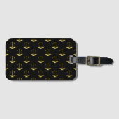 Gold Scales of Justice op Black Repeoning Pattern Bagagelabel (Voorkant (horizontaal))