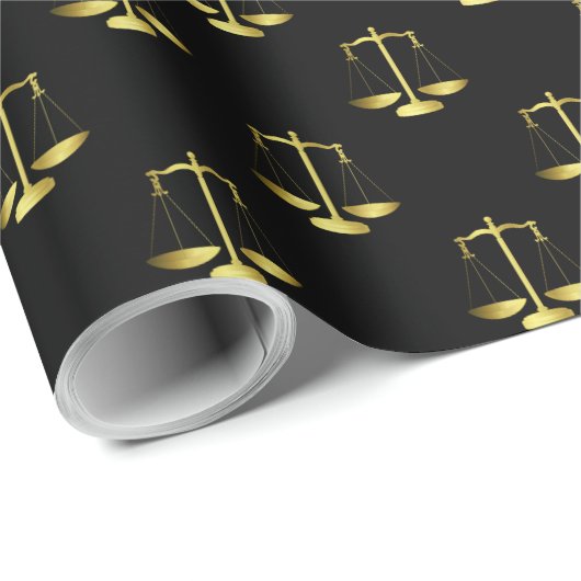 Gold Scales of Justice op Black Repeoning Pattern Cadeaupapier (Rol Hoek)