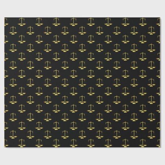 Gold Scales of Justice op Black Repeoning Pattern Cadeaupapier (Vlak)
