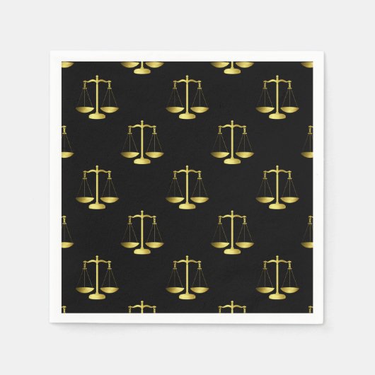 Gold Scales of Justice op Black Repeoning Pattern Servet (Voorkant)