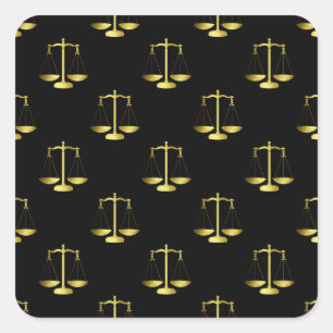 Gold Scales of Justice op Black Repeoning Pattern Vierkante Sticker