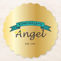 Gold Scalloped Custom Logo Branded Paper Onderzett