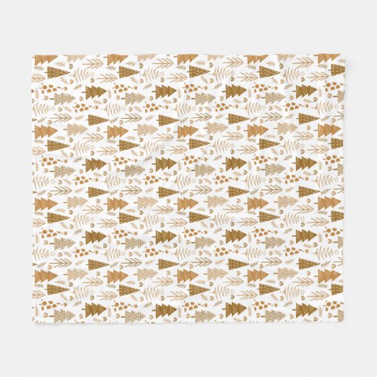 Gold Scandinavian Style Kersttree Pattern Fleece Deken (Voorkant (Horizontaal))