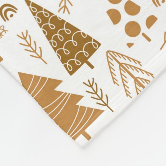 Gold Scandinavian Style Kersttree Pattern Fleece Deken (Hoek)