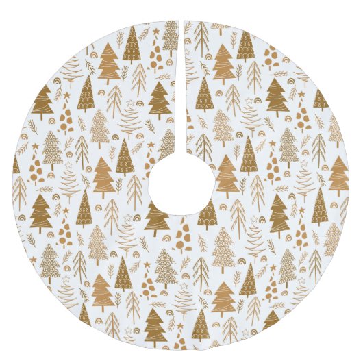 Gold Scandinavian Style Kersttree Pattern Kerstboom Rok (Voorkant)