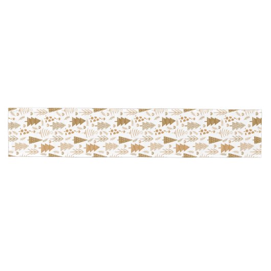 Gold Scandinavian Style Kersttree Pattern Medium Tafelloper (Horizontaal)