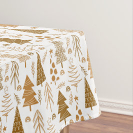 Gold Scandinavian Style Kersttree Pattern Tafelkleed