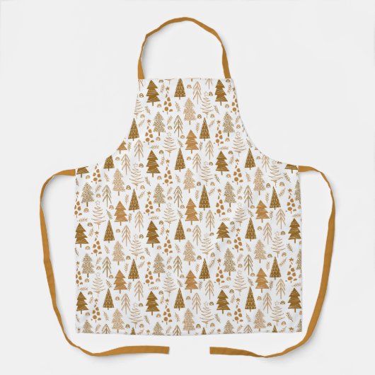 Gold Scandinavische kerstboomstructuur Schort (Voorkant)
