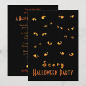 Gold Scary Eyes-uitnodigingen Kaart (Voorkant / Achterkant)