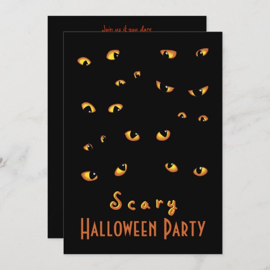 Gold Scary Eyes-uitnodigingen Kaart (Voorkant / Achterkant)