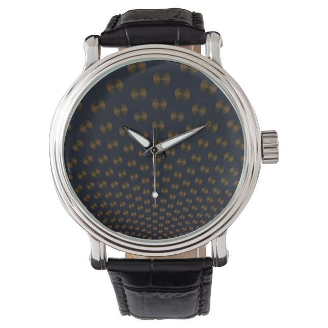 Gold-schijven op blauw horloge (Voorkant)