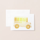 Gold School Bus Driver Teacher Education Folie Kaarten (Voorkant met envelop)