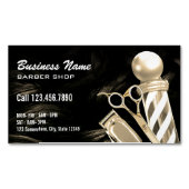 Gold Scissor Barber Pole Professional Barber Shop Magnetisch Visitekaartje (Voorkant)