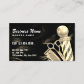 Gold Scissor Barber Pole Professional Barber Shop Visitekaartje (Voorkant)