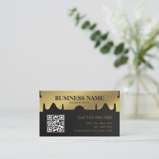 Gold Scissor Barber Professional Barber Shop Visitekaartje (Staand voorkant)