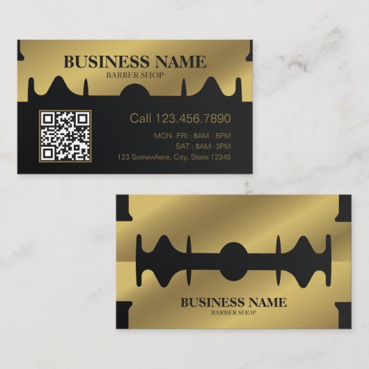 Gold Scissor Barber Professional Barber Shop Visitekaartje (Voorkant / Achterkant)